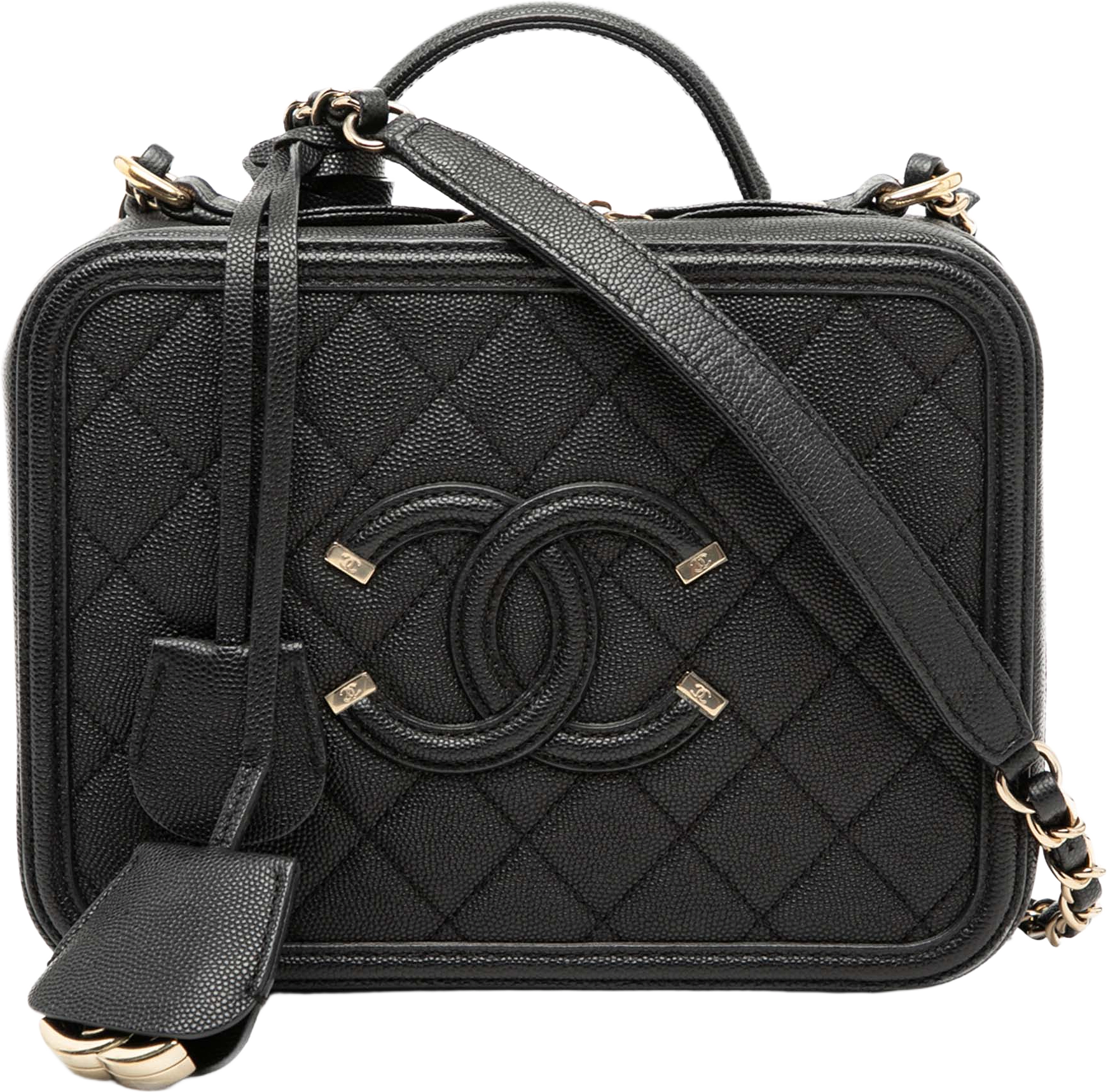 Chanel Medium Caviar Cc Filigree Vanity Case, från Luxclusif, i färgen black.