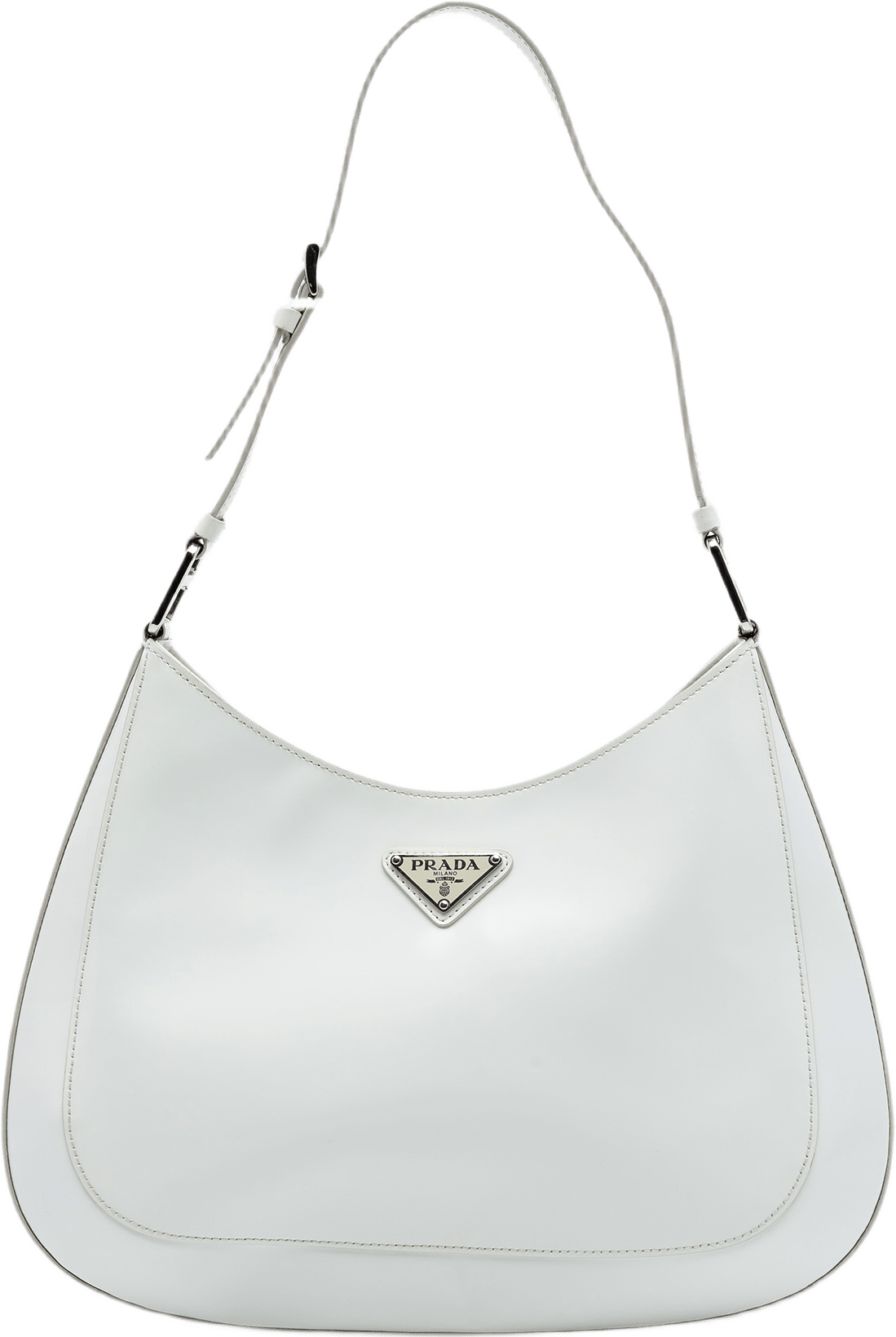 Prada Spazzolato Leather Cleo Shoulder Bag, från Luxclusif, i färgen vit.