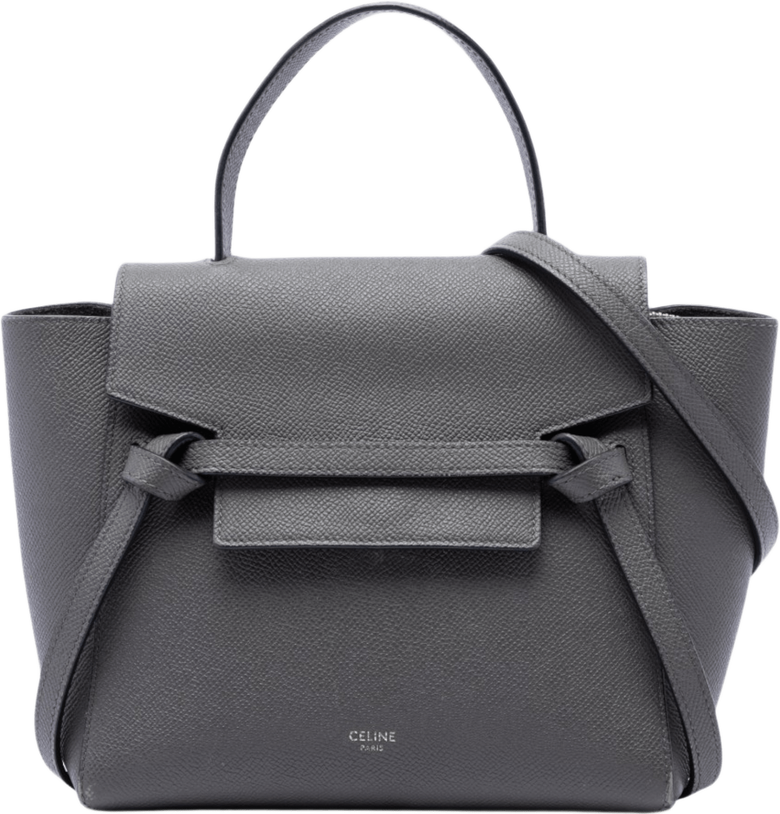 Celine Nano Grained Calfskin Belt Bag, från Luxclusif, i färgen grå.