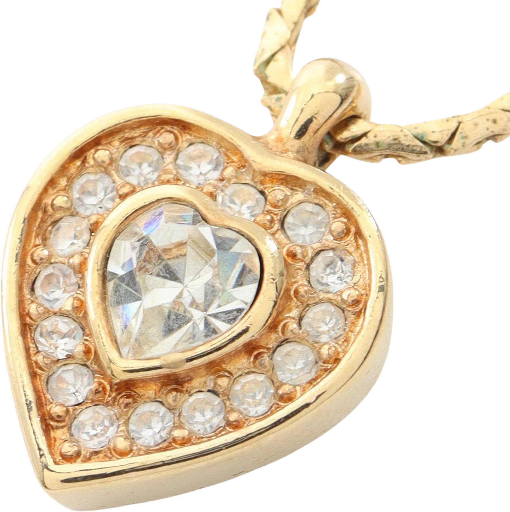 Dior Gold Plated Strass Heart Pendant Necklace, från Luxclusif, i färgen gold.