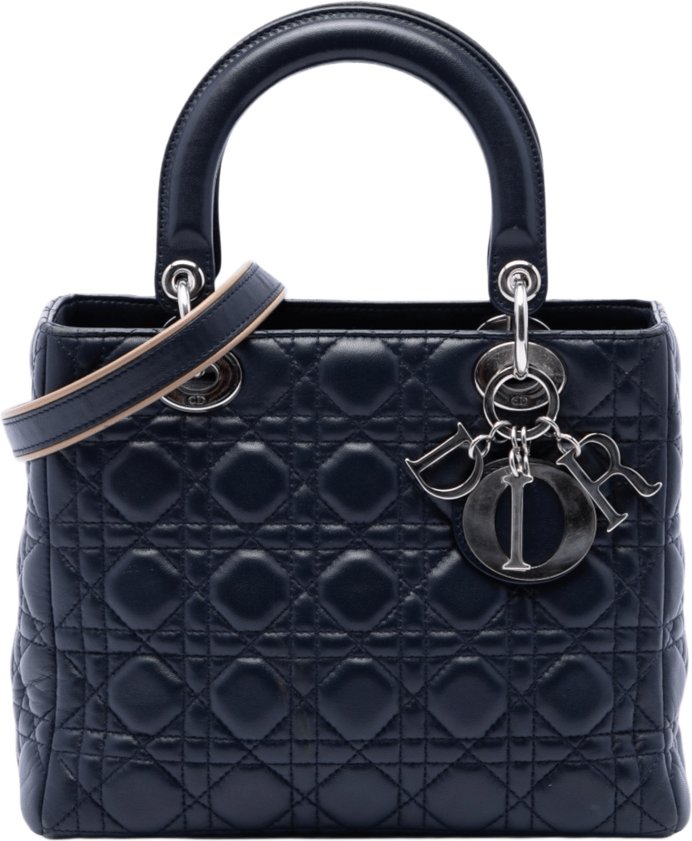Dior Medium Lambskin Cannage Lady Dior, från Luxclusif, i färgen svart.