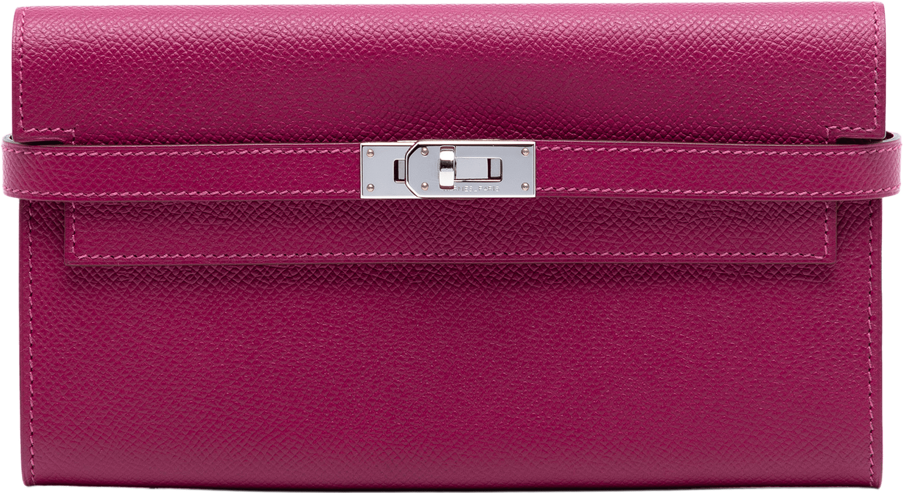 Hermès Epsom Kelly Longue Wallet, från Luxclusif, i färgen magenta.