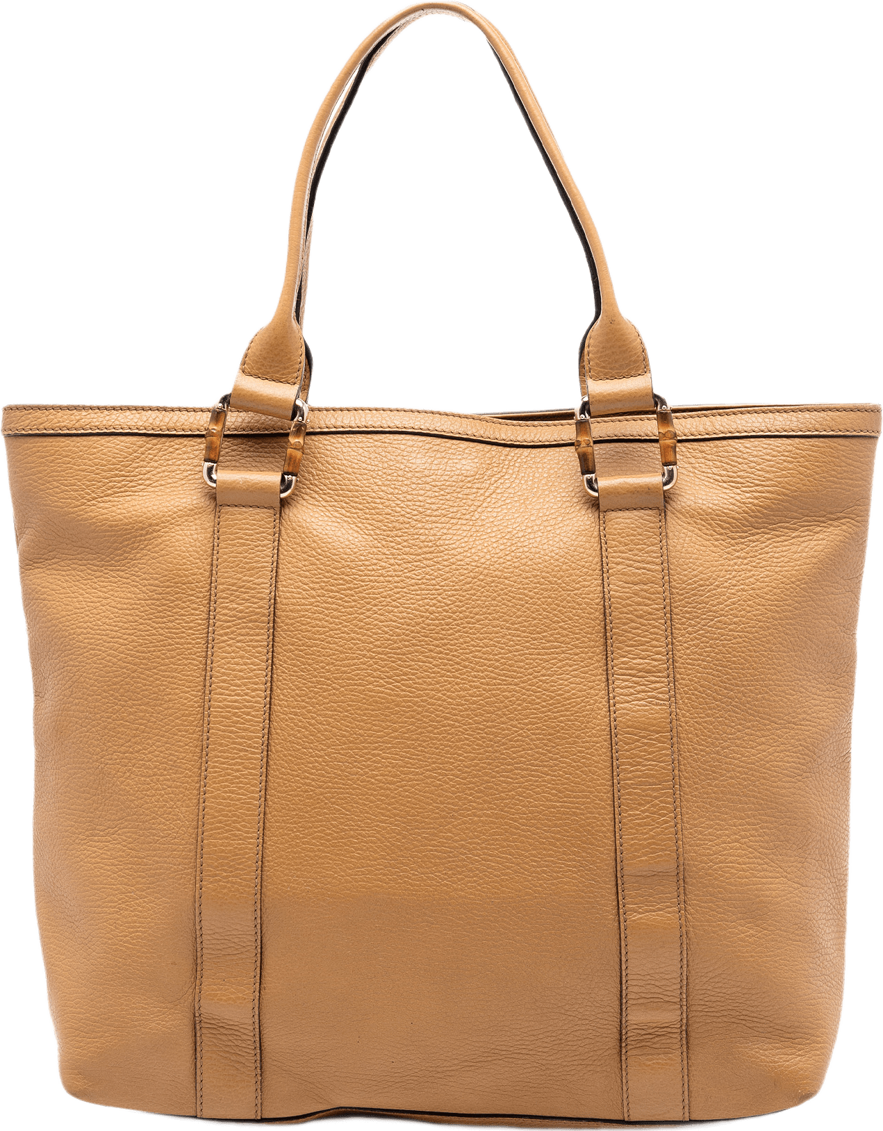 Gucci Grained Calfskin Bamboo Shopper Tote, från Luxclusif, i färgen brun.