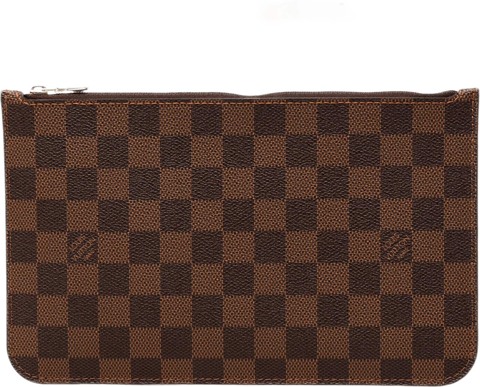 Louis Vuitton Damier Ebene Neverfull Pochette, från Luxclusif, i färgen brun.