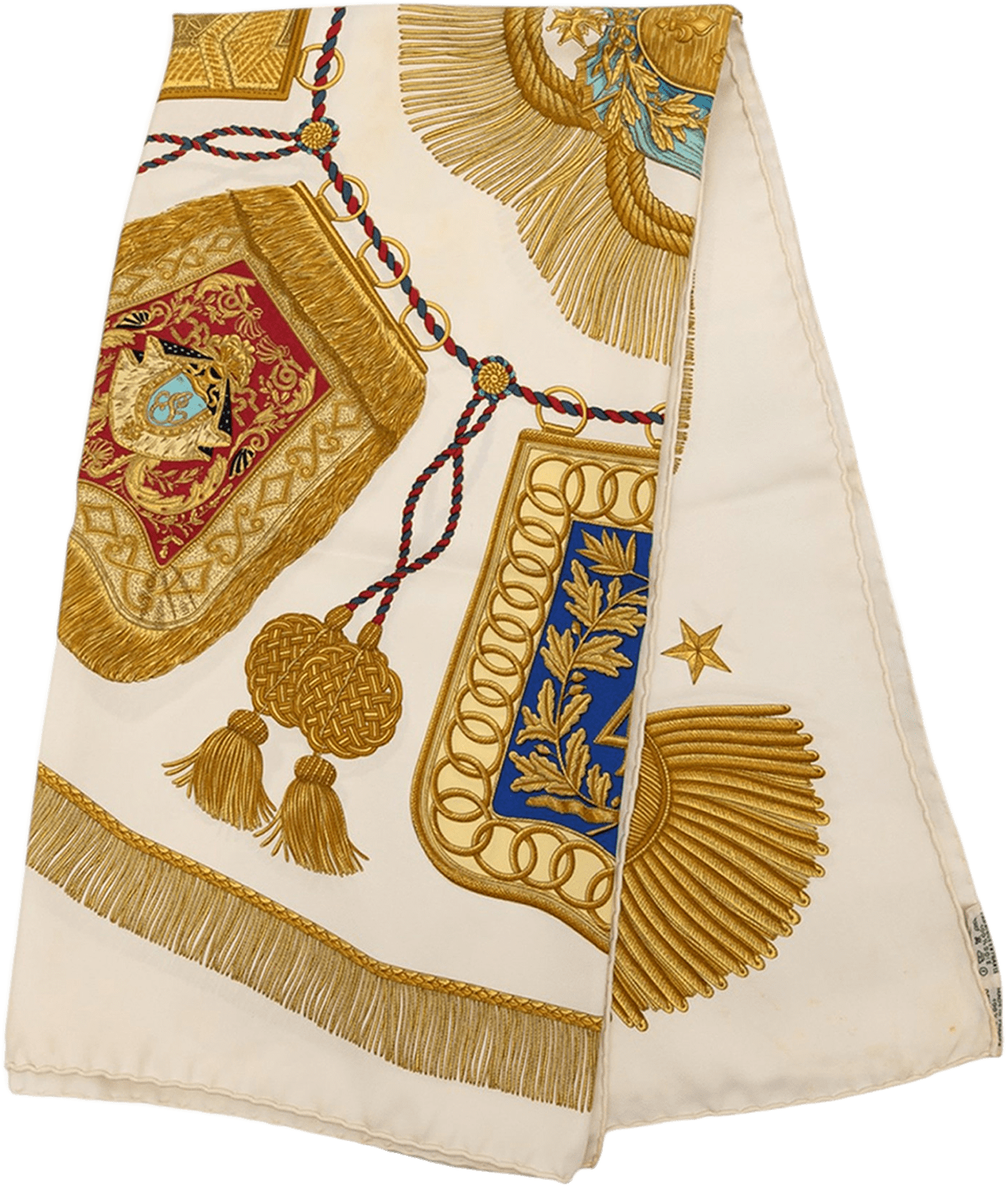Hermès Poste Et Cavalerie Silk Scarf 90, från Luxclusif, i färgen off white.