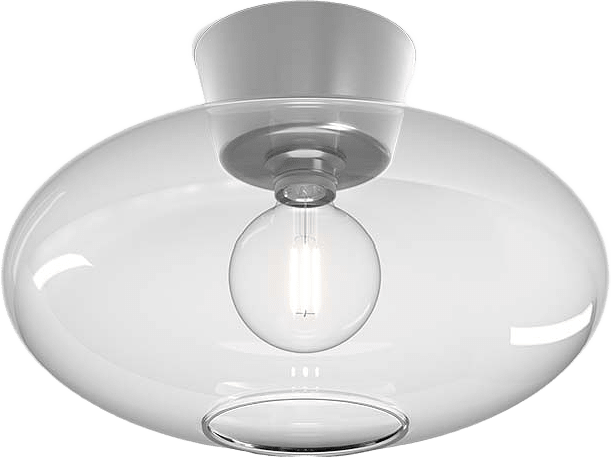 Plafond Bullo Xl Ø38, från Belid, i färgen aluminium/klar glas.