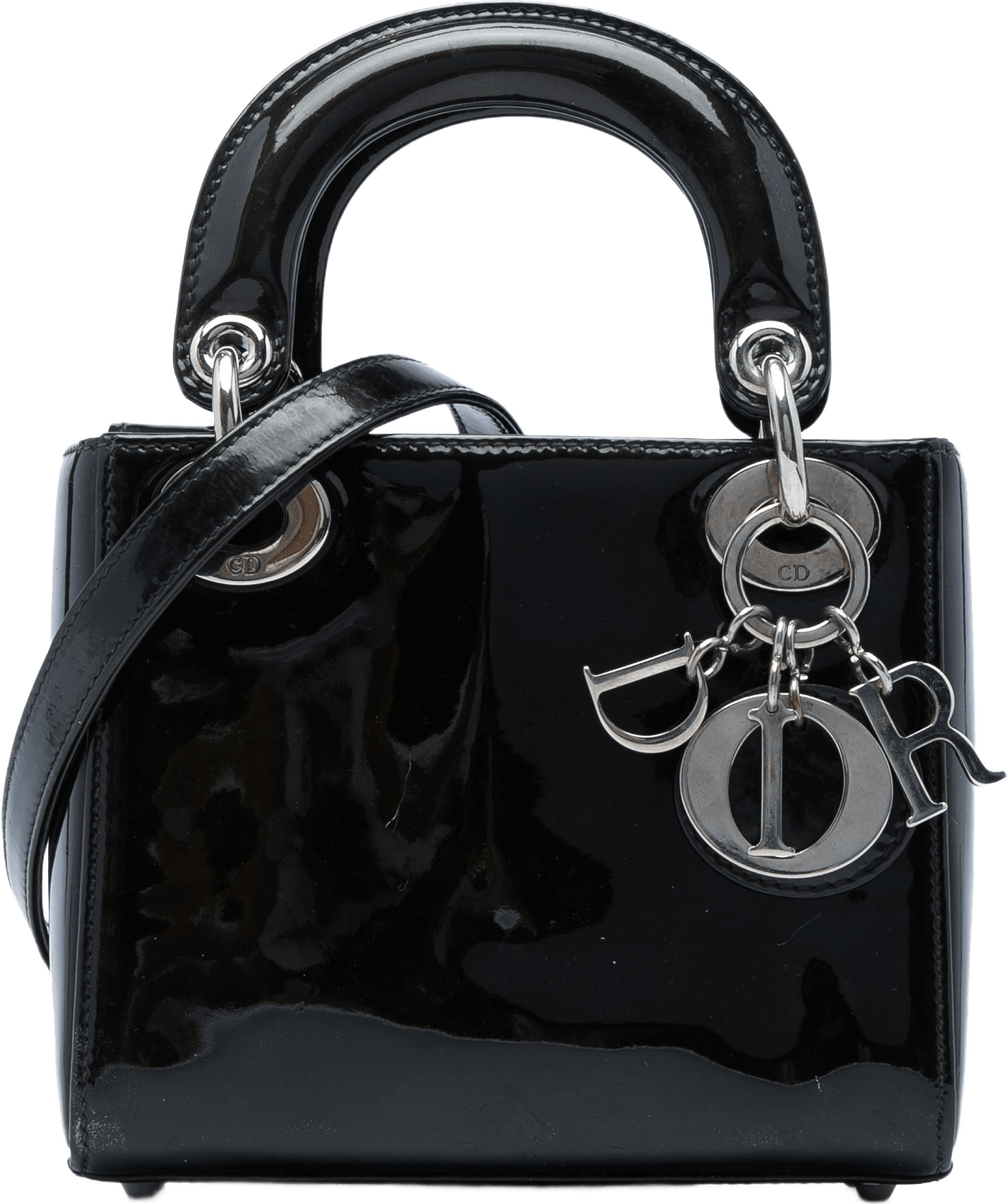 Dior Mini Patent Lady Dior, från Luxclusif, i färgen svart.