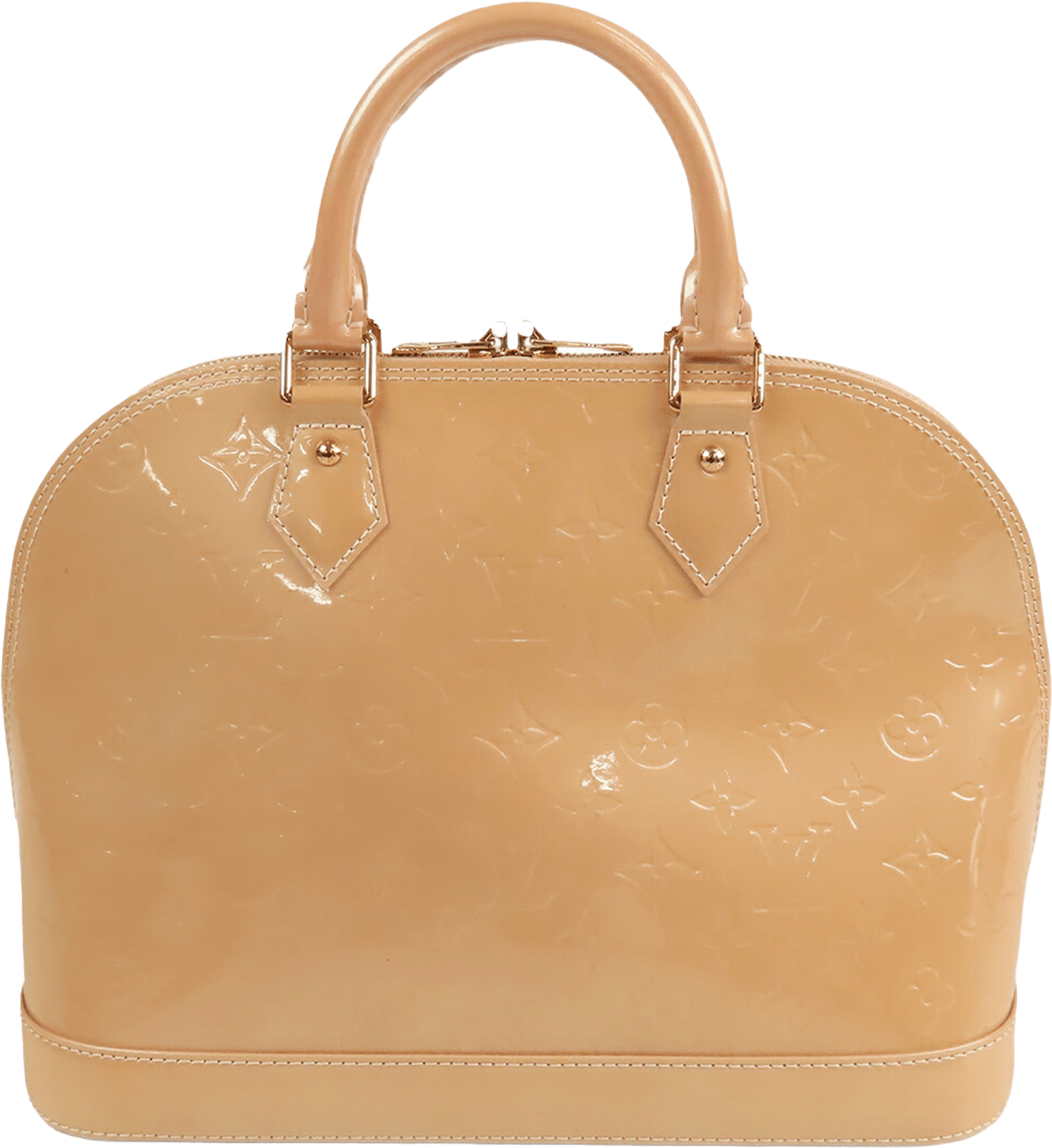 Louis Vuitton Monogram Vernis Alma Pm, från Luxclusif, i färgen beige.