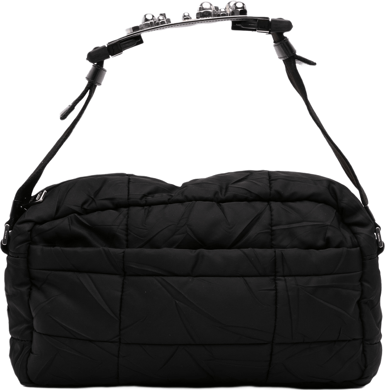 Prada Quilted Tessuto Messenger Bag, från Luxclusif, i färgen black.