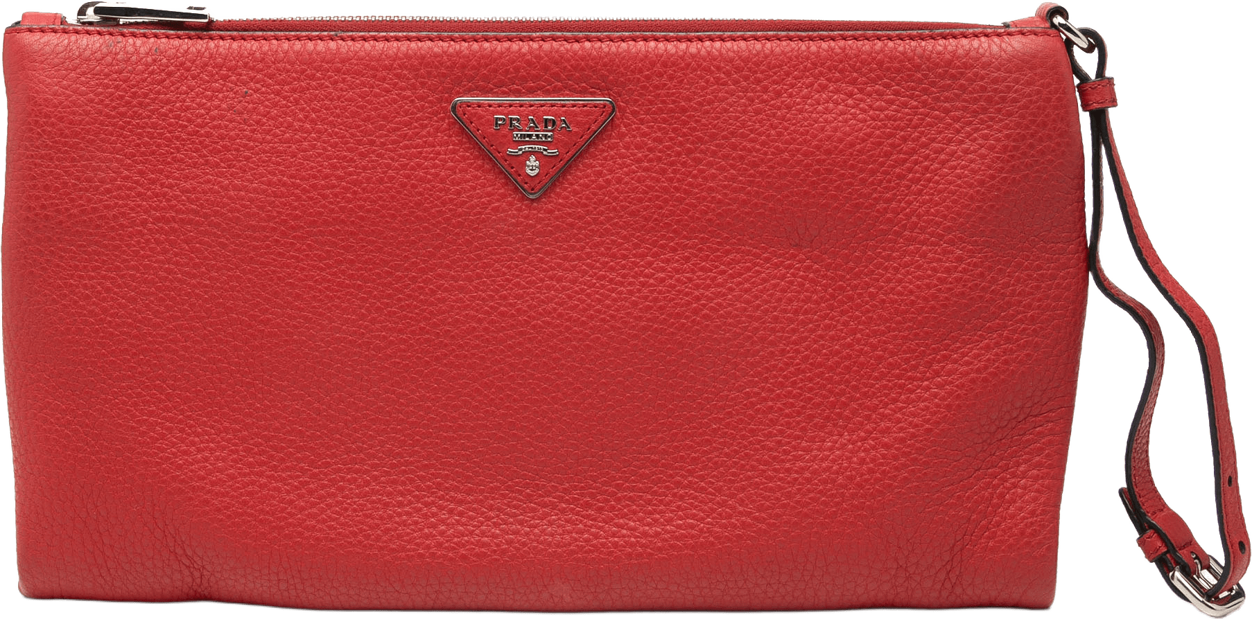Prada Vitello Daino Clutch, från Luxclusif, i färgen red.