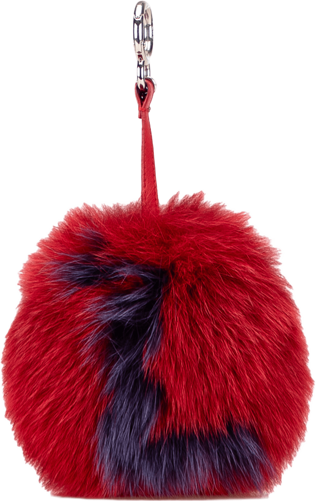 Fendi Fox Fur Pompom Bag Charm, från Luxclusif, i färgen red.