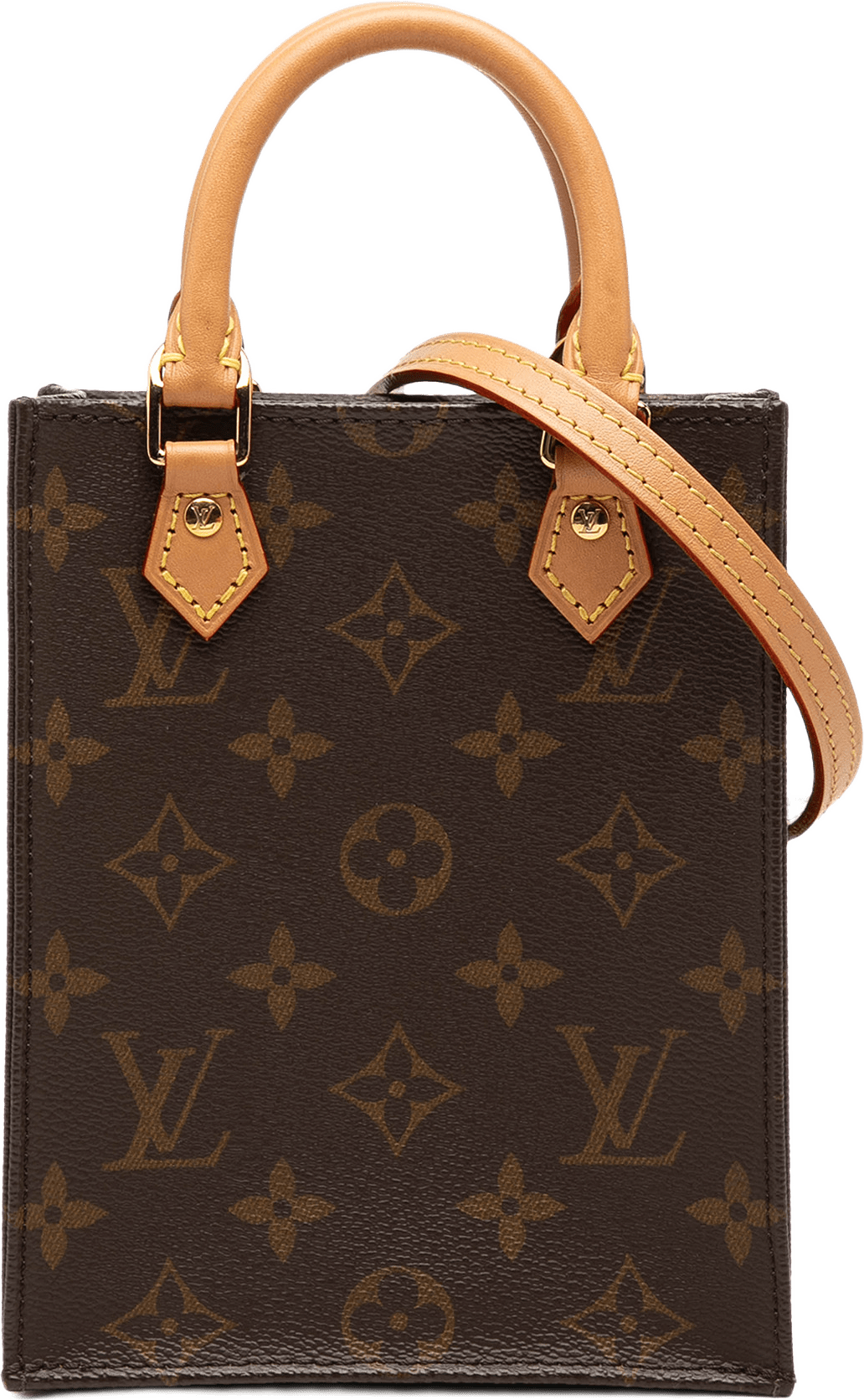 Louis Vuitton Monogram Petit Sac Plat, från Luxclusif, i färgen brun.