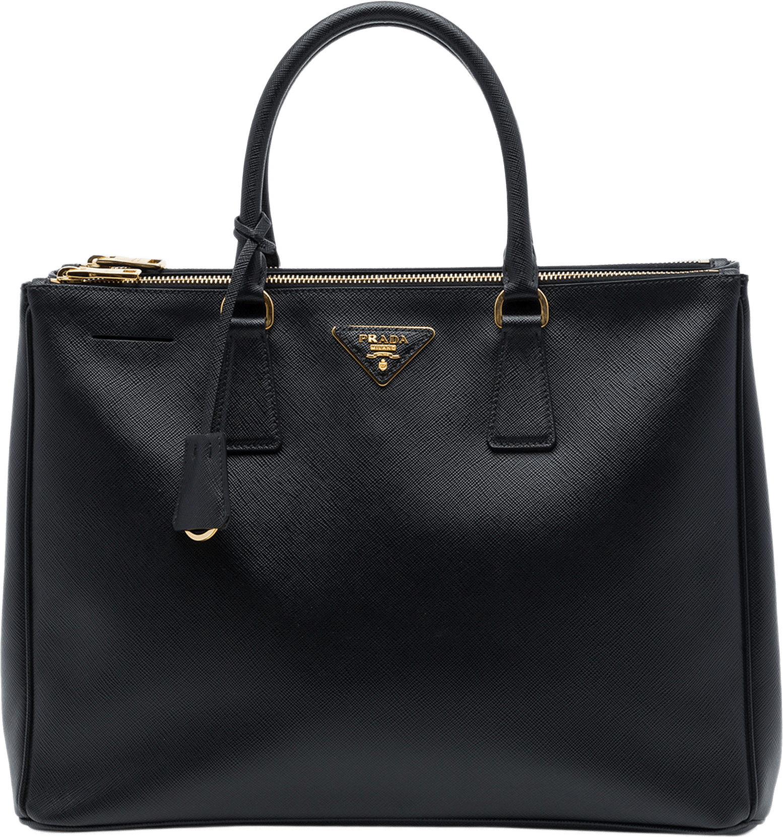 Prada Large Saffiano Lux Galleria Double Zip Satchel, från Luxclusif, i färgen svart.