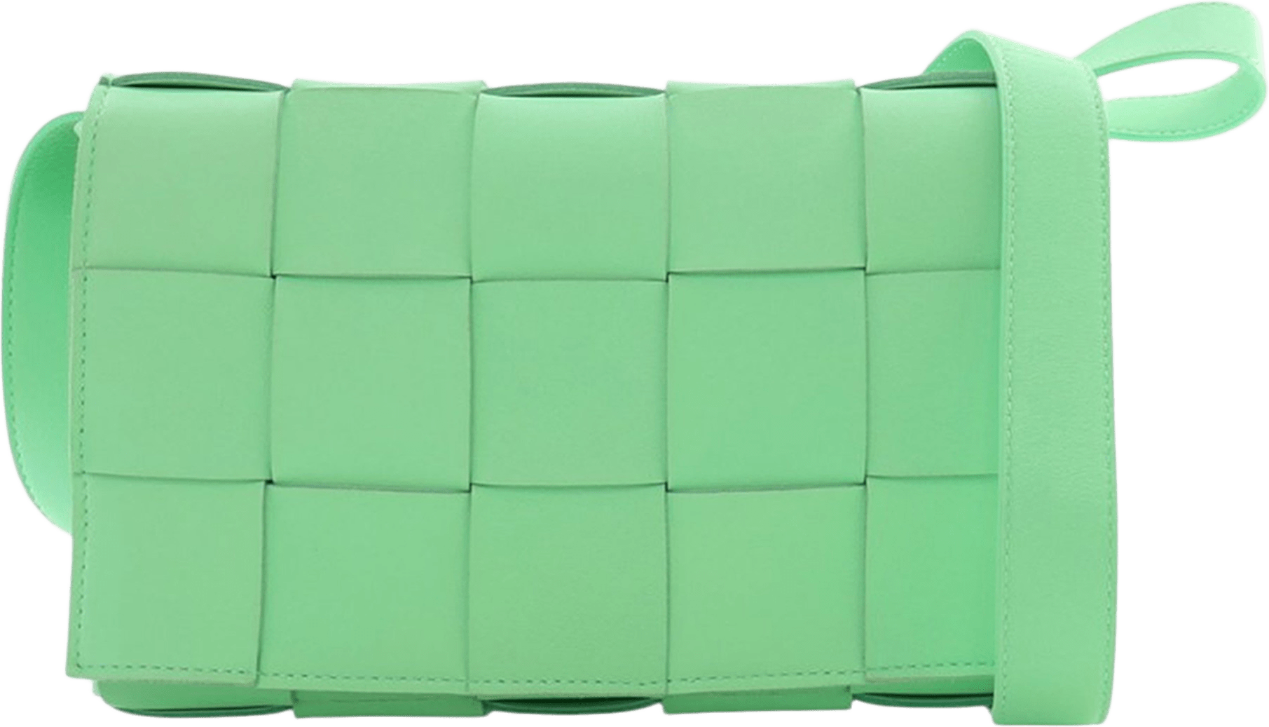 Bottega Veneta Nappa Intrecciato Cassette Crossbody, från Luxclusif, i färgen light green.