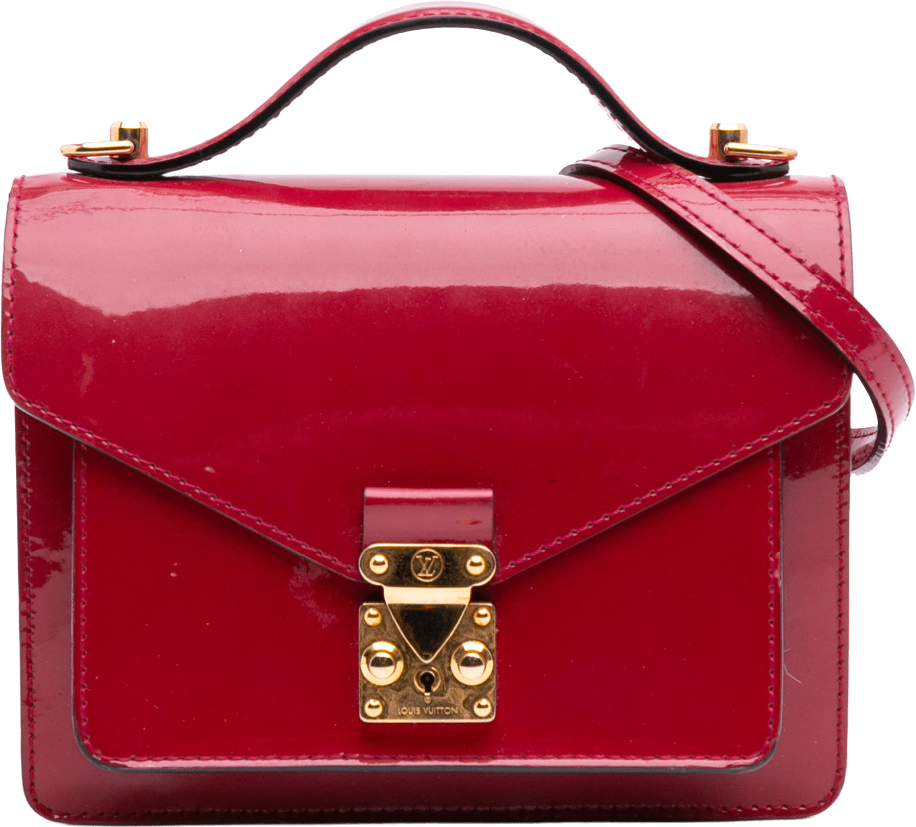 Louis Vuitton Vernis Monceau Bb, från Luxclusif, i färgen red.