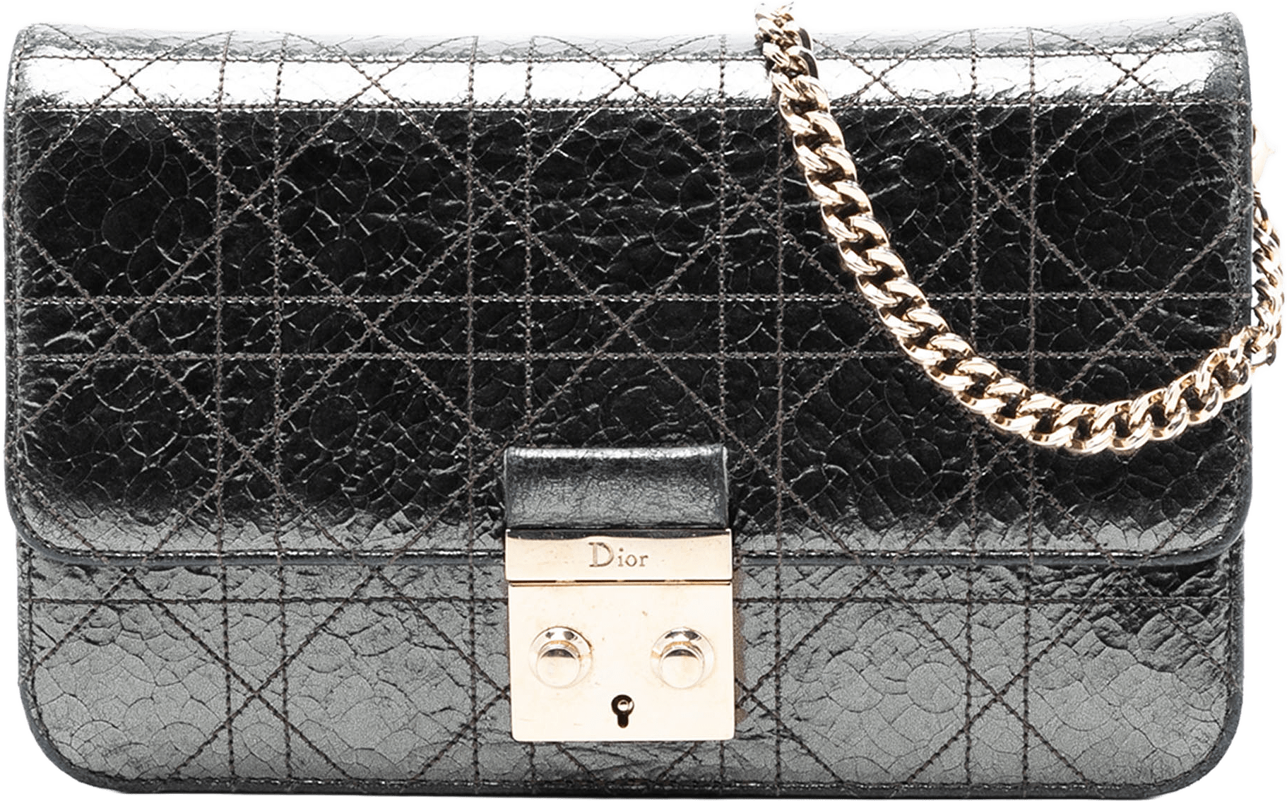 Dior Metallic Crinkled Calfskin Cannage Miss Dior Promenade Crossbody, från Luxclusif, i färgen silver.