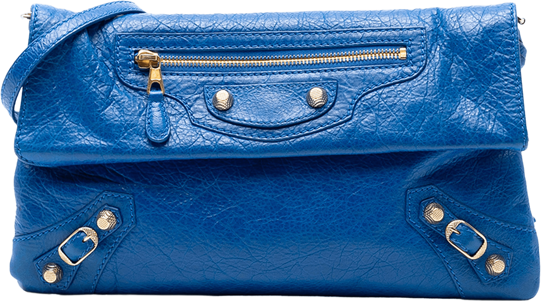 Balenciaga Lambskin Motocross Giant 12 Envelope Clutch With Strap, från Luxclusif, i färgen blue.