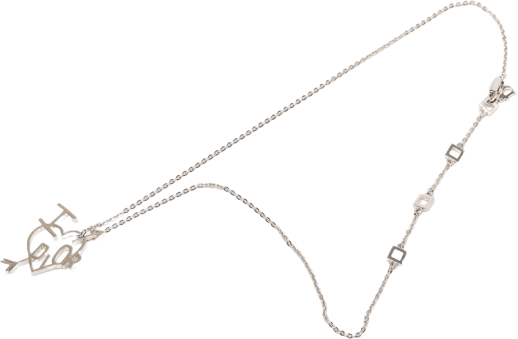 Dior Brass I Love Dior Heart Arrow Pendant Necklace, från Luxclusif, i färgen silver.