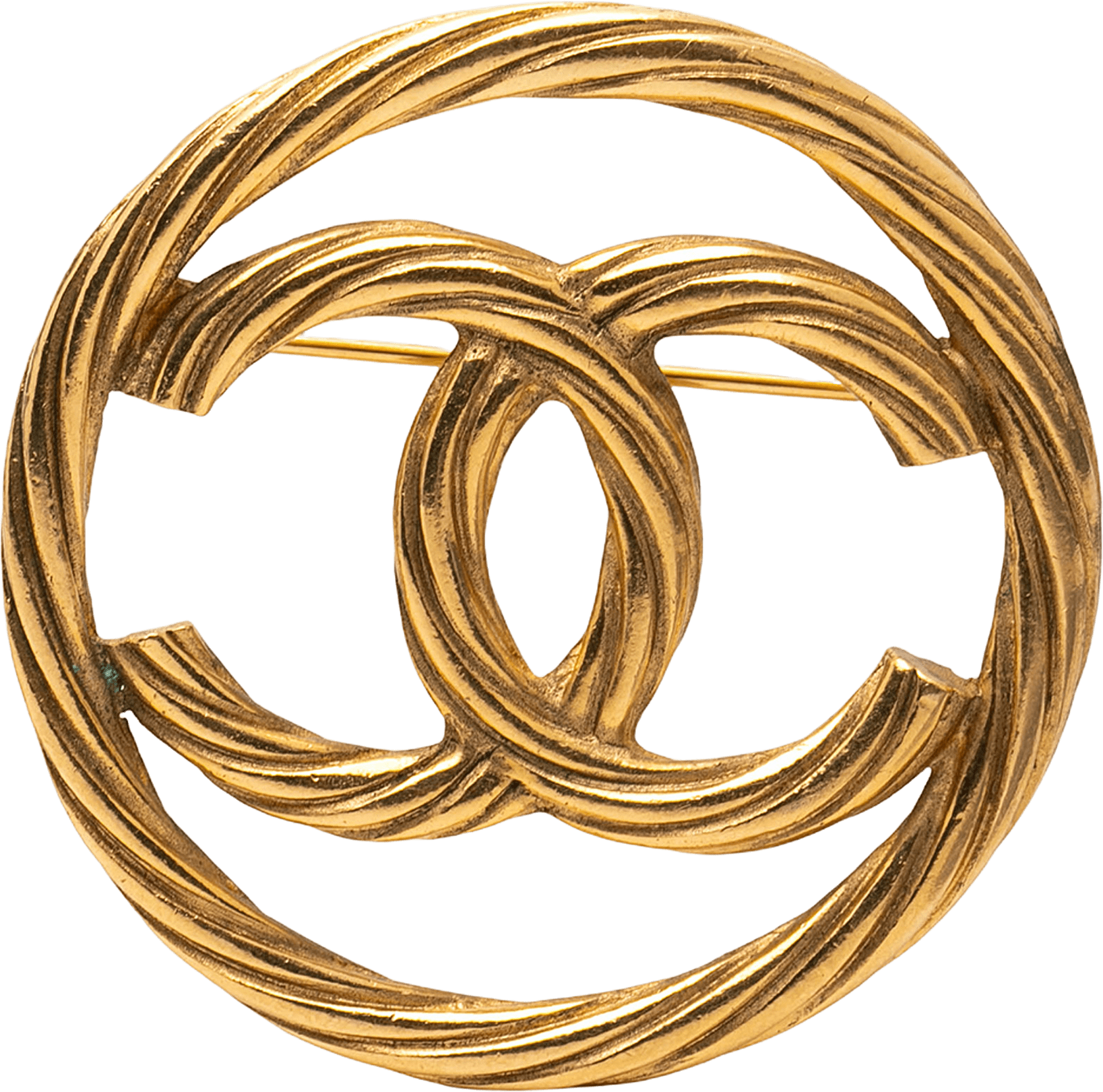 Chanel Cc Gold Plated Round Brooch, från Luxclusif, i färgen gold.