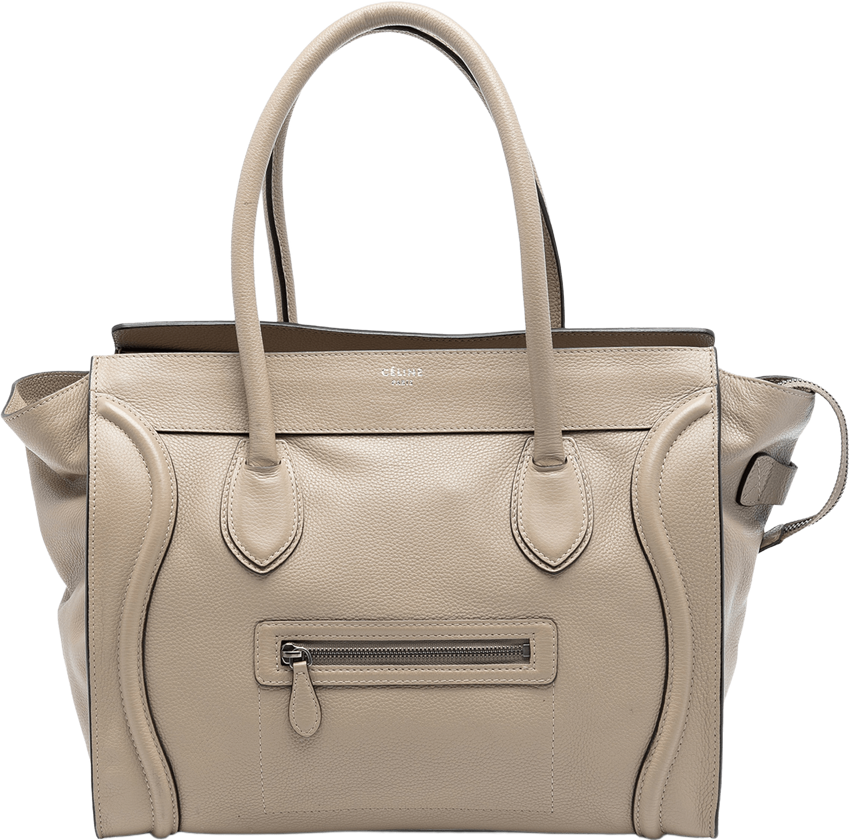 Celine Mini Luggage Leather Tote Bag, från Luxclusif, i färgen beige.