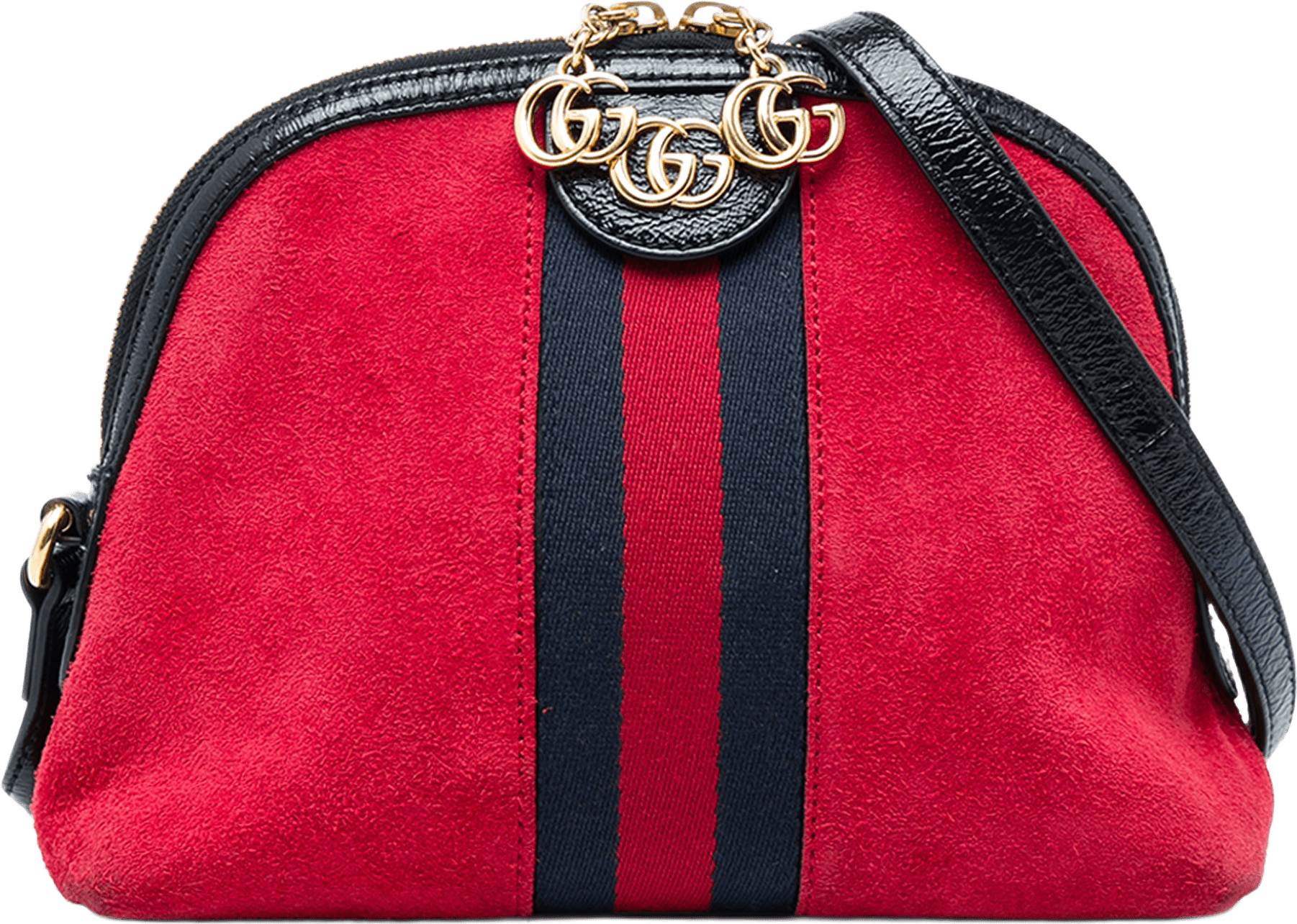 Gucci Small Suede Web Ophidia Dome Crossbody, från Luxclusif, i färgen röd.