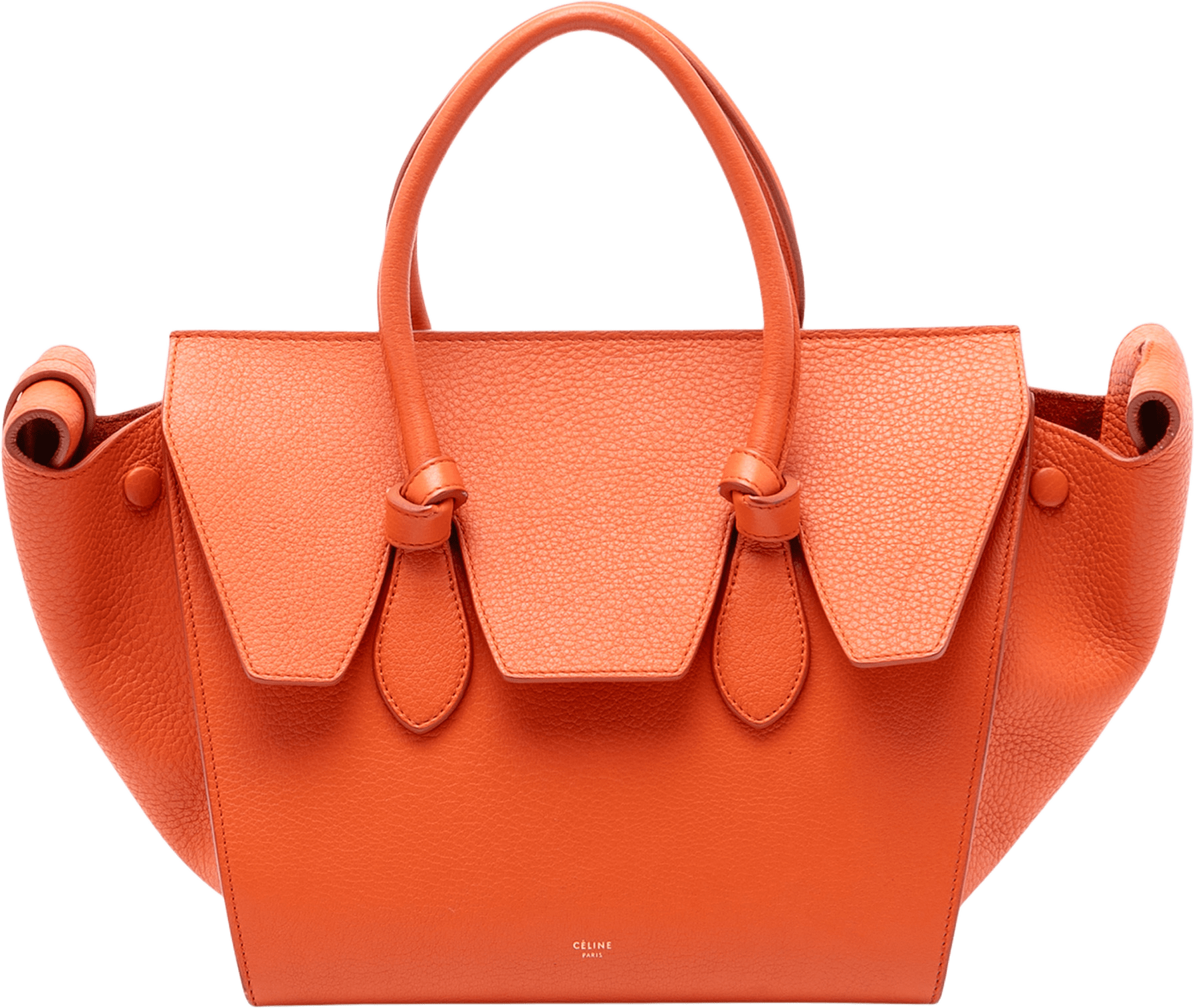 Celine Small Grained Calfskin Tie Knot Handbag, från Luxclusif, i färgen orange.