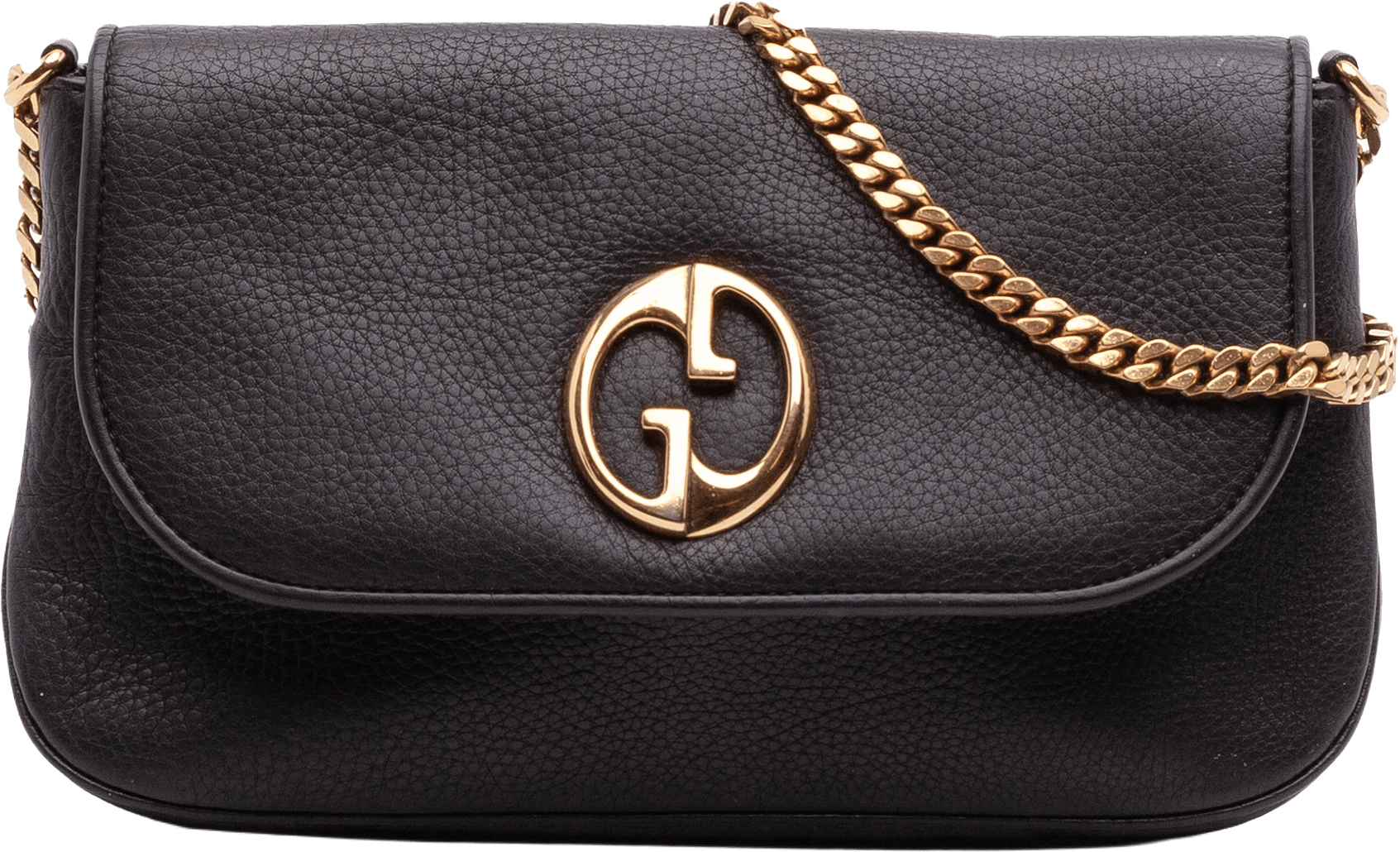 Gucci Medium Leather 1973 Chain Shoulder Bag, från Luxclusif, i färgen black.