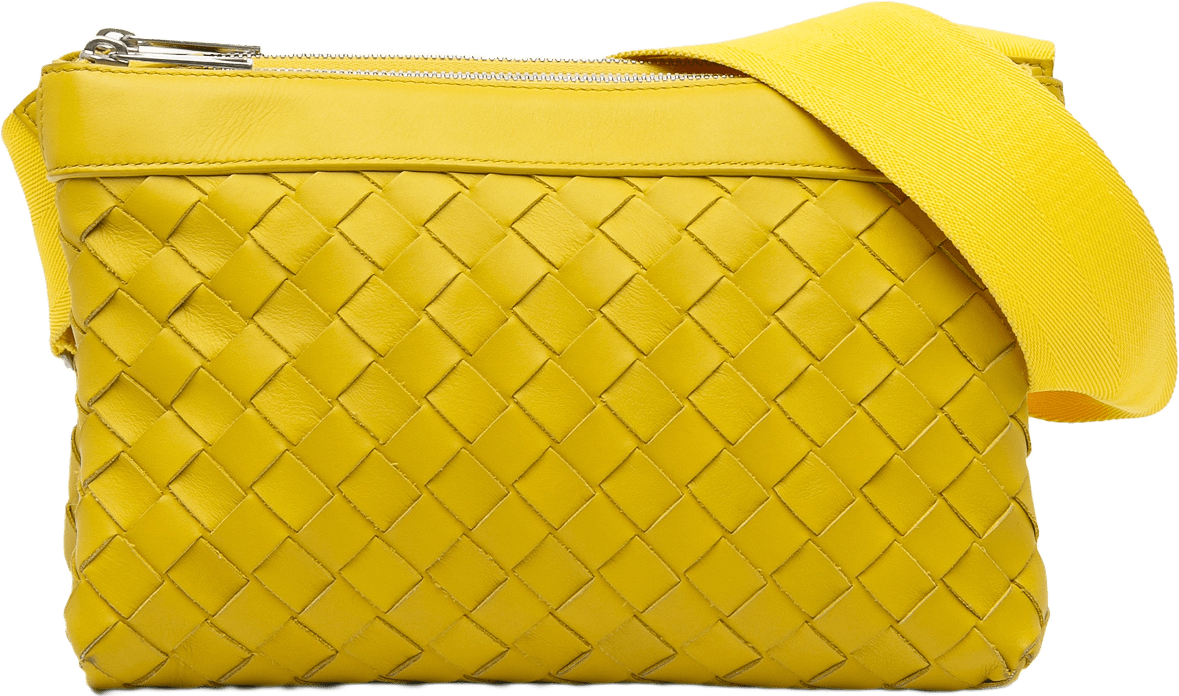 Bottega Veneta Nappa Intrecciato Duo Crossbody, från Luxclusif, i färgen yellow.