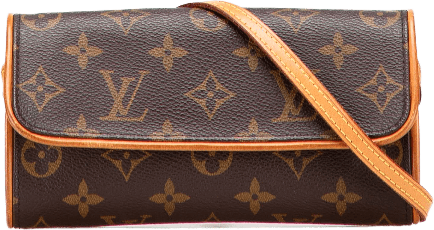 Louis Vuitton Monogram Pochette Twin Pm, från Luxclusif, i färgen brown.