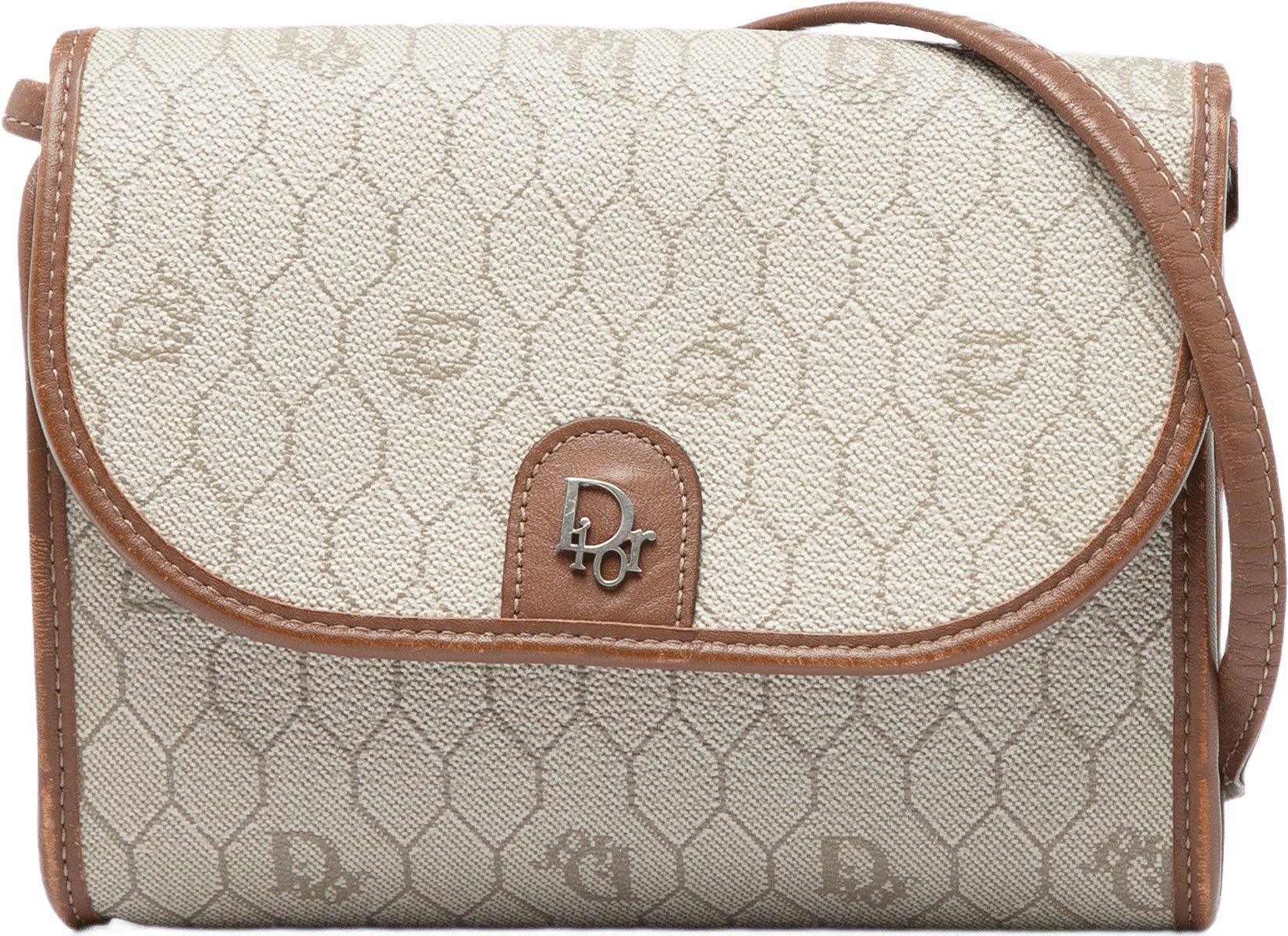 Dior Honeycomb Coated Canvas Crossbody, från Luxclusif, i färgen beige.