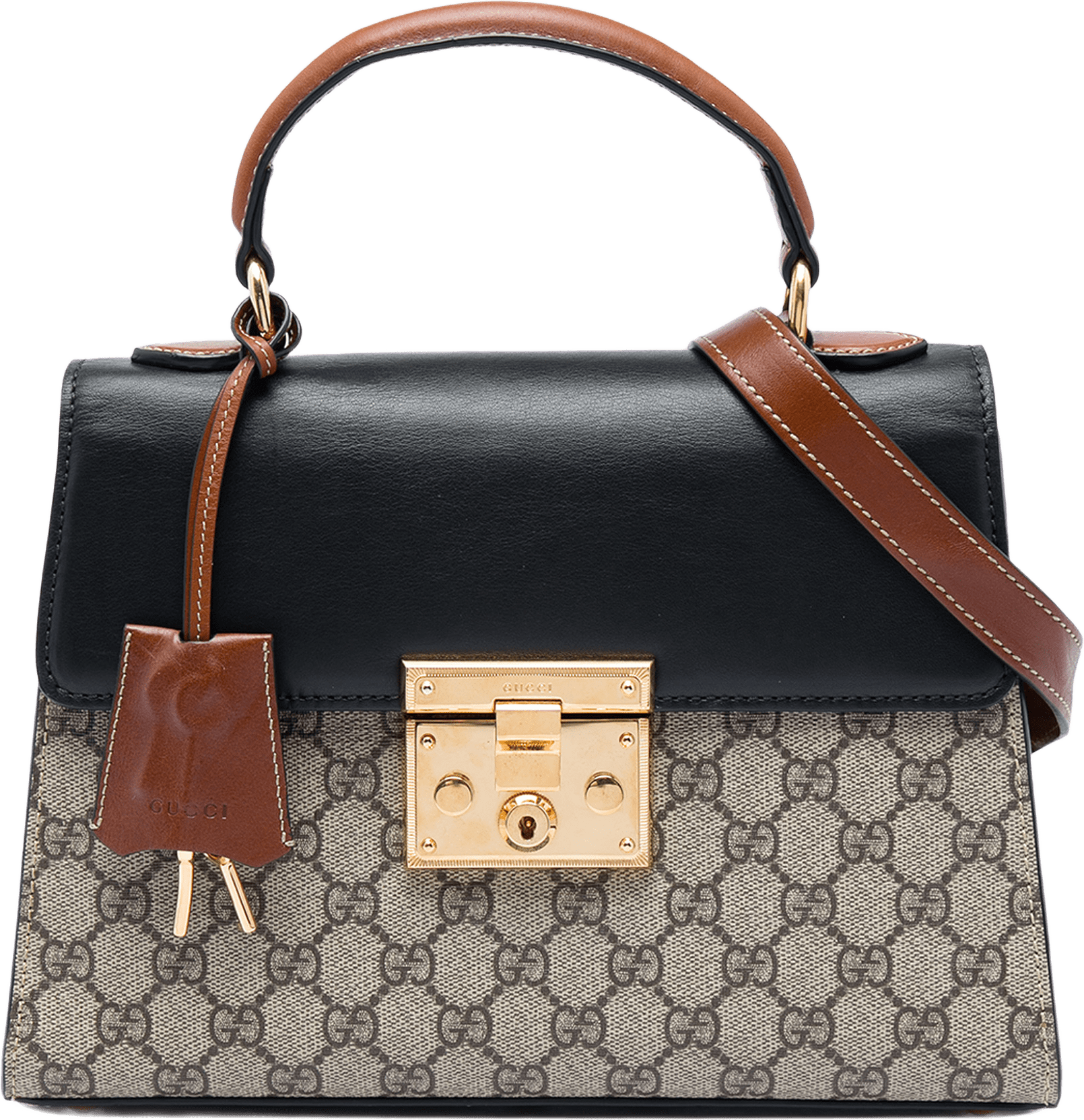 Gucci Small Gg Supreme Padlock Satchel, från Luxclusif, i färgen beige.