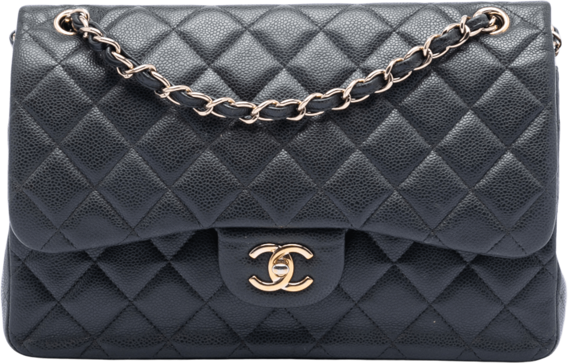 Chanel Jumbo Classic Caviar Double Flap, från Luxclusif, i färgen black.