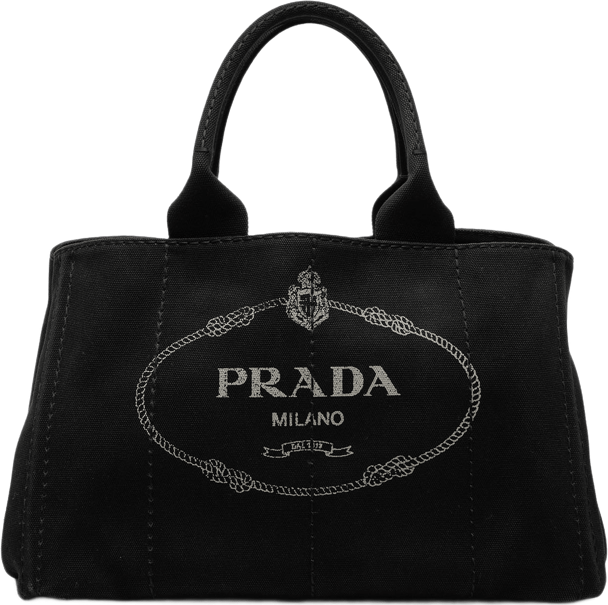 Prada Canvas Canapa Logo Tote, från Luxclusif, i färgen svart.