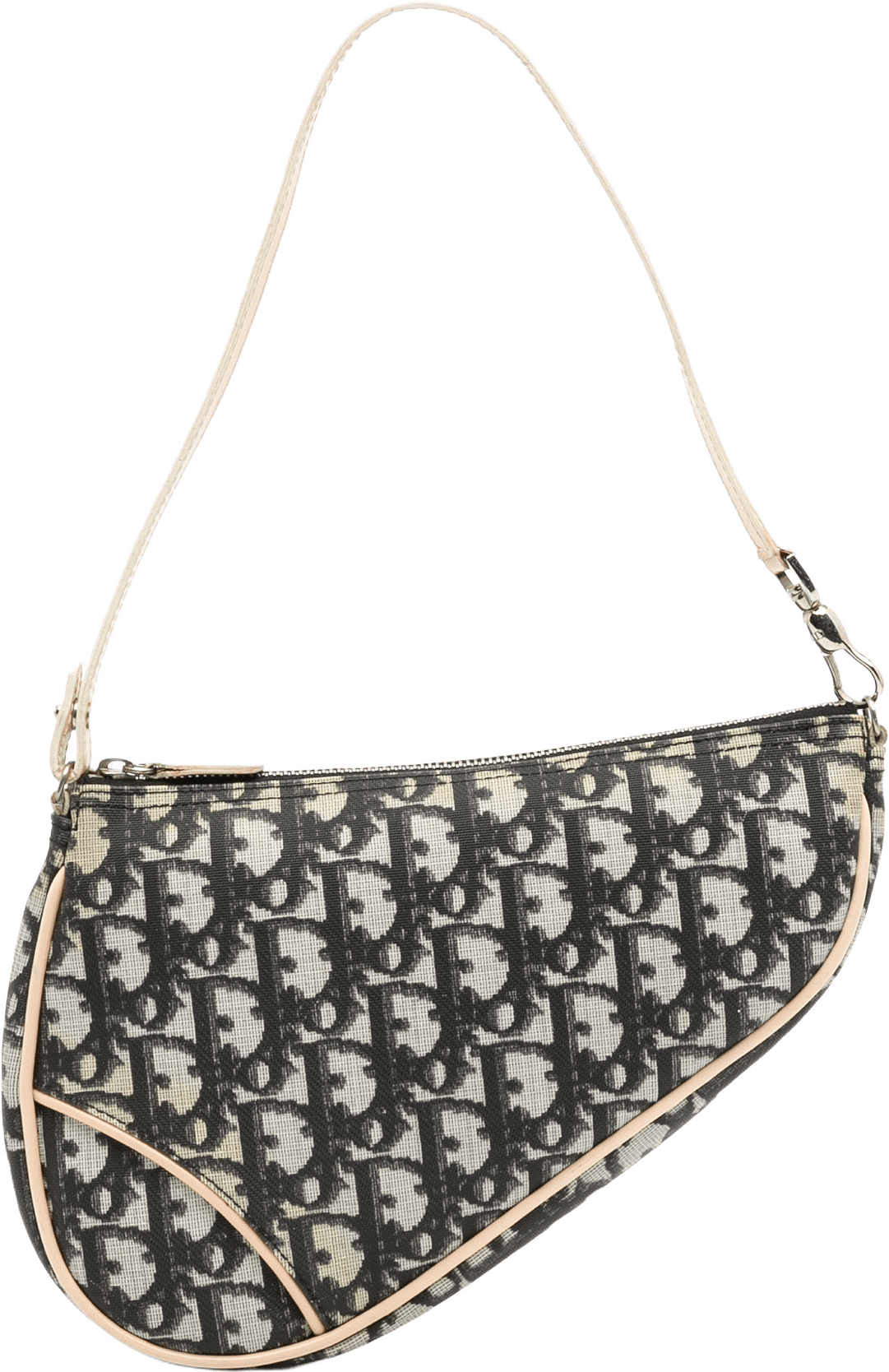 Dior Mini Diorissimo Coated Canvas Saddle Pochette, från Luxclusif, i färgen black.