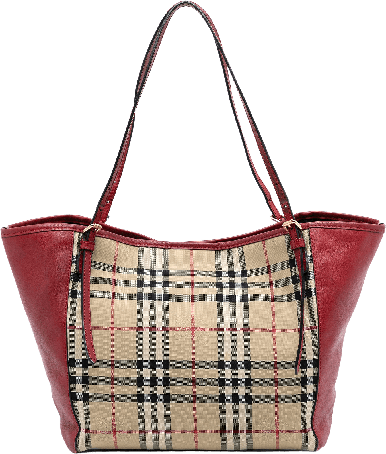 Burberry Small Haymarket Check Canvas And Leather Canterbury Tote, från Luxclusif, i färgen beige.