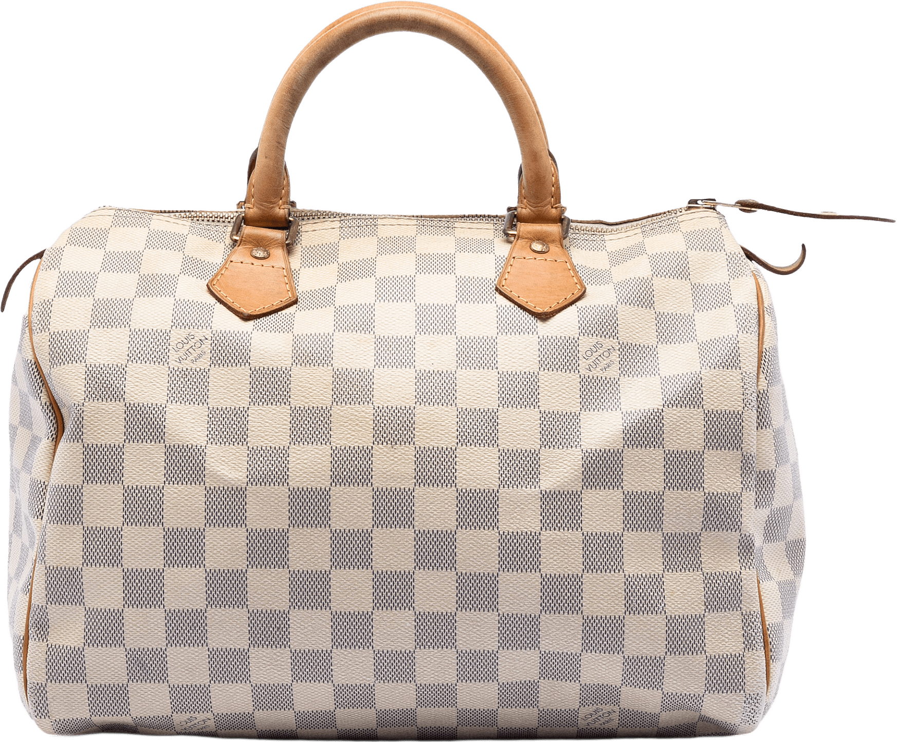 Louis Vuitton Damier Azur Speedy 30, från Luxclusif, i färgen white.