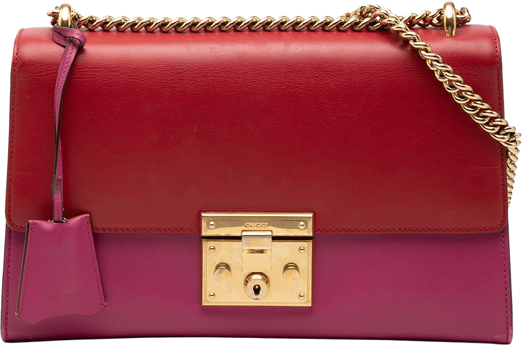 Gucci Medium Bicolor Leather Padlock Shoulder Bag, från Luxclusif, i färgen pink.