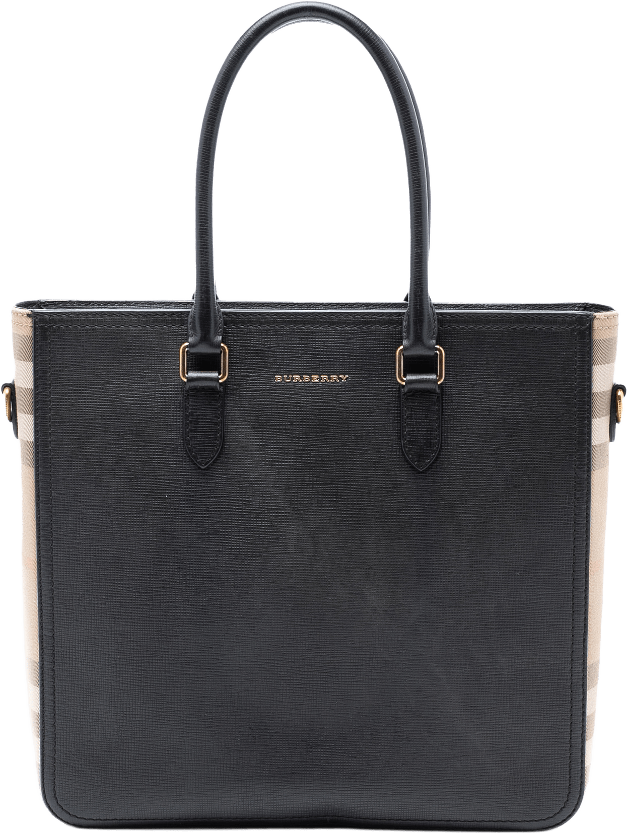 Burberry Leather And Mega Check Canvas Banwell Tote, från Luxclusif, i färgen black.