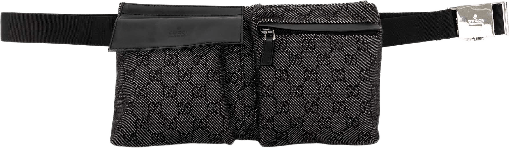 Gucci Gg Denim Double Pocket Belt Bag, från Luxclusif, i färgen grå.