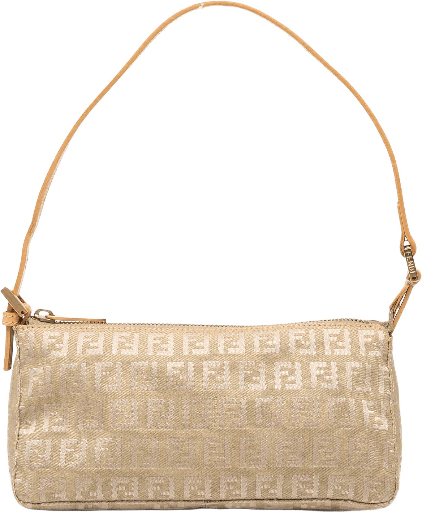 Fendi Zucchino Canvas Pochette, från Luxclusif, i färgen light beige.