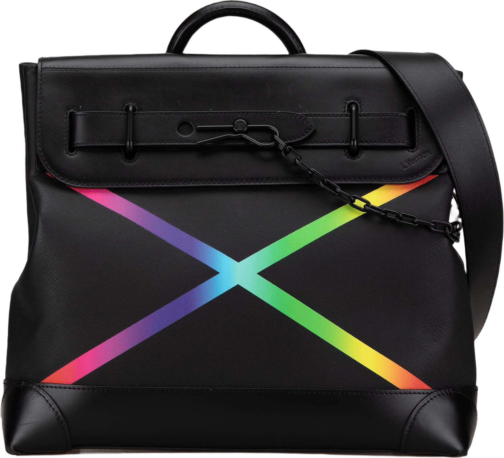 Louis Vuitton Taiga Rainbow Steamer Pm, från Luxclusif, i färgen black.