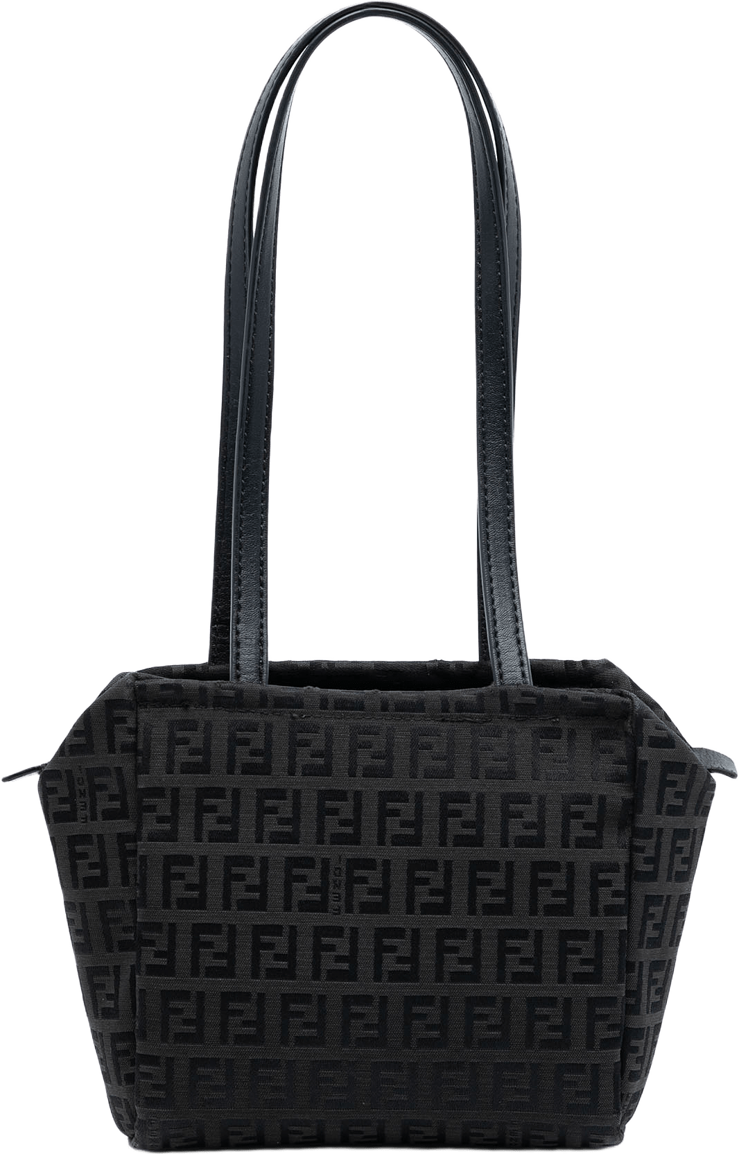 Fendi Mini Zucchino Canvas Handbag, från Luxclusif, i färgen black.