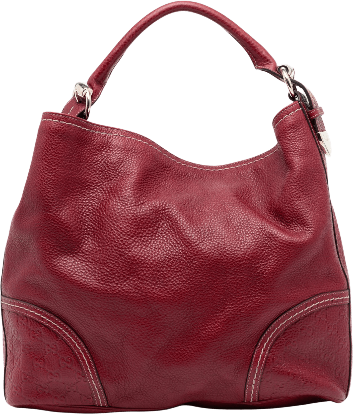 Gucci Large Guccissima Trimmed Leather Signoria Hobo Bag, från Luxclusif, i färgen red.