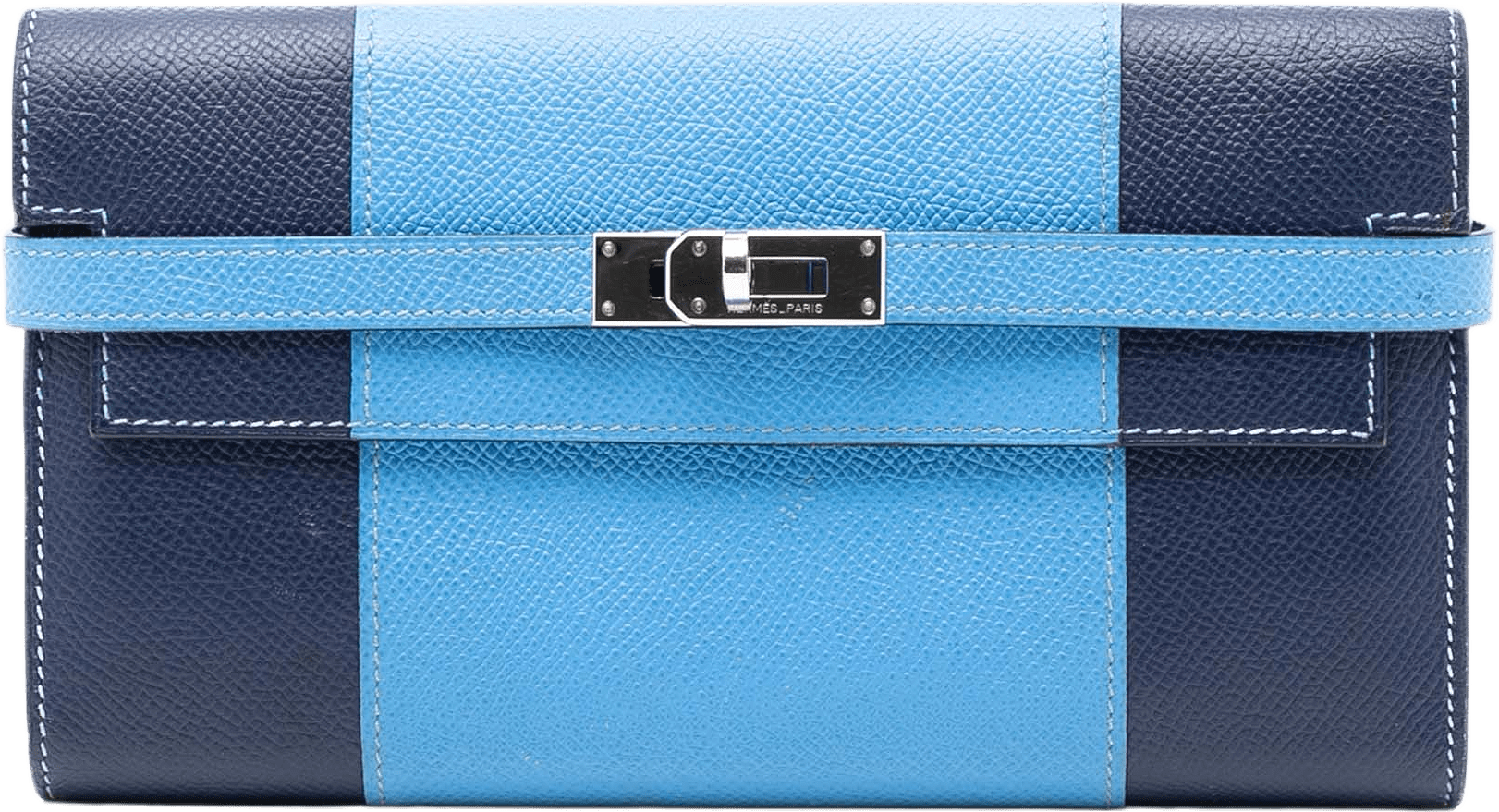 Hermès Bicolor Epsom Kelly Longue Wallet, från Luxclusif, i färgen blue.