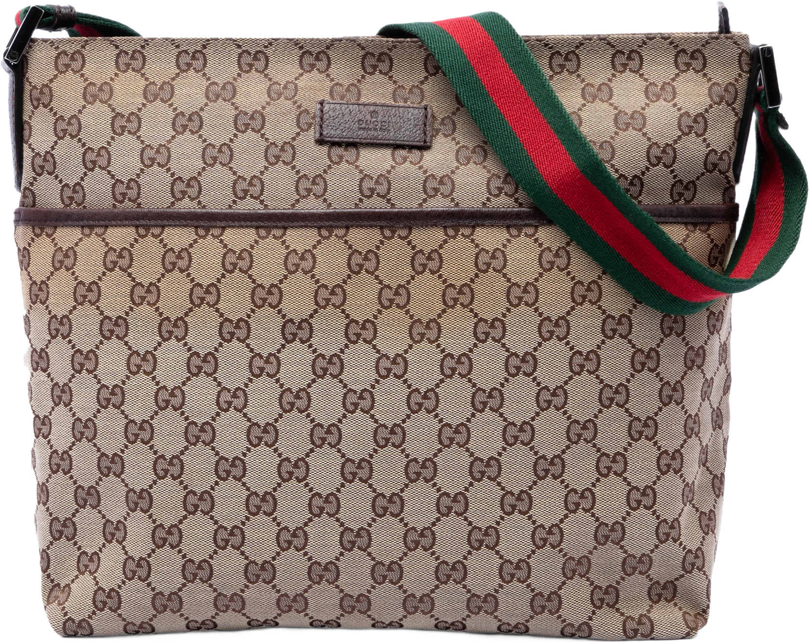 Gucci Gg Canvas Web Crossbody, från Luxclusif, i färgen beige.