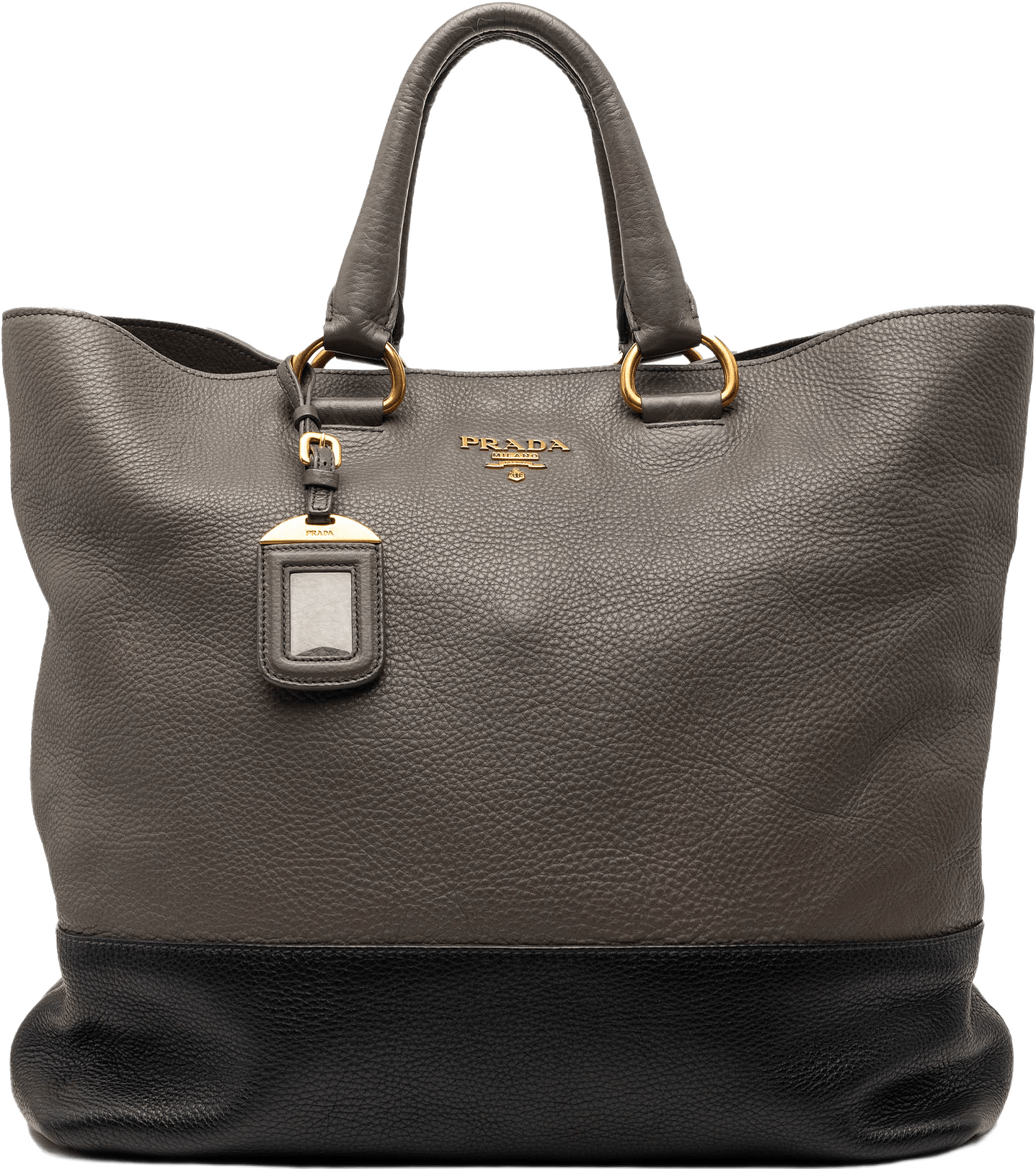 Prada Bicolor Vitello Daino Open Convertible Tote, från Luxclusif, i färgen taupe.