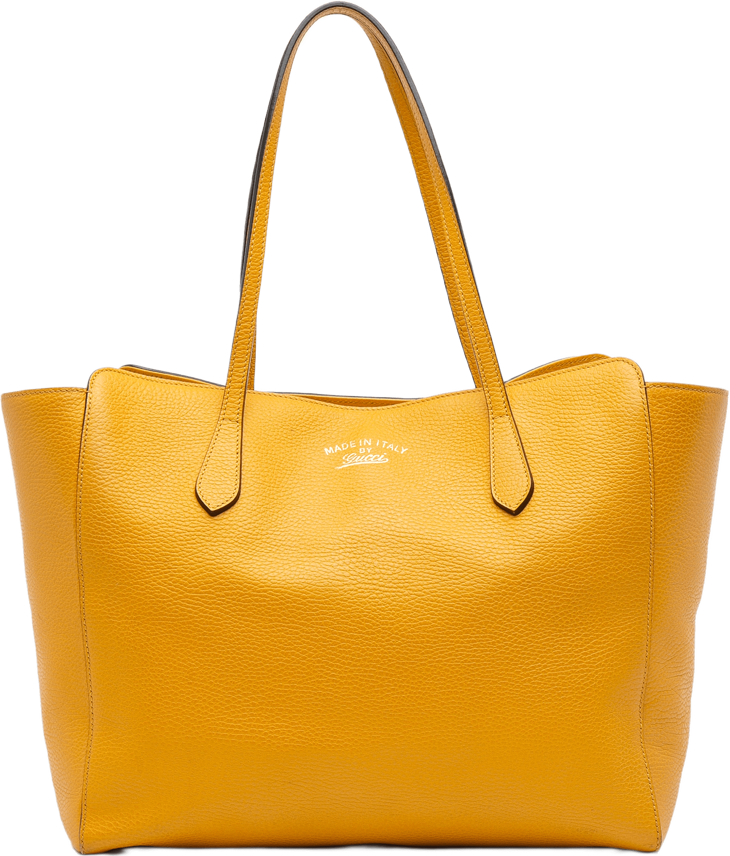 Gucci Medium Leather Swing Tote, från Luxclusif, i färgen yellow.