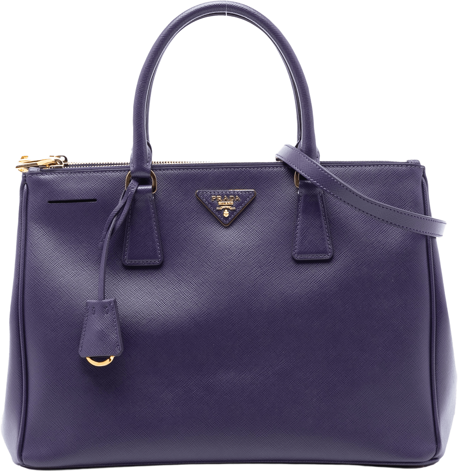 Prada Medium Saffiano Lux Galleria Double Zip Satchel, från Luxclusif, i färgen violet.
