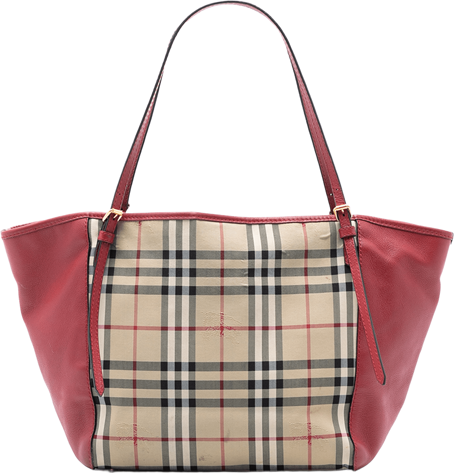 Burberry Small Haymarket Check Canvas And Leather Canterbury Tote, från Luxclusif, i färgen beige.