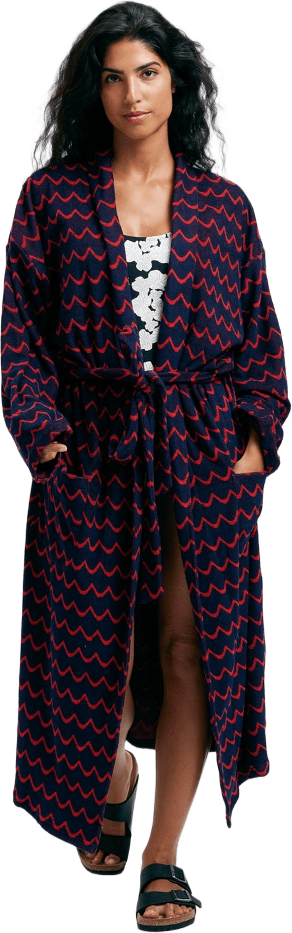 Badrock Knyt Våg Navy Röd, från emmamalena, i färgen marinblå.